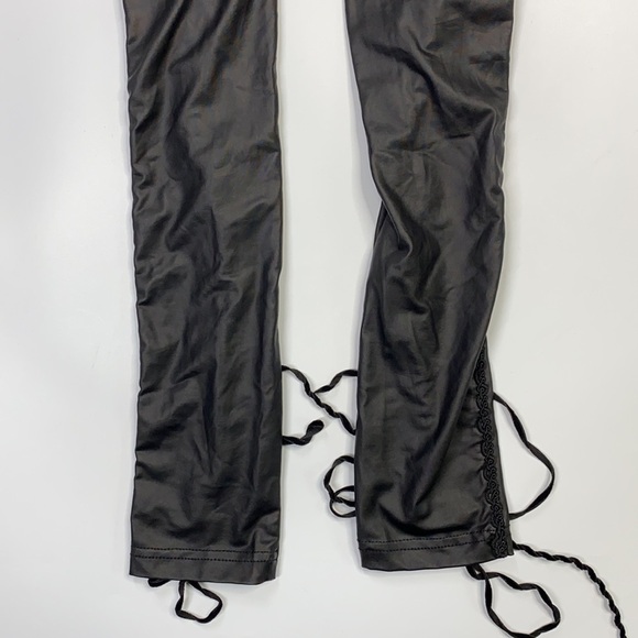 Punk Rave Goth Black Lace Up Leggings Size Small - Picture 7 of 12